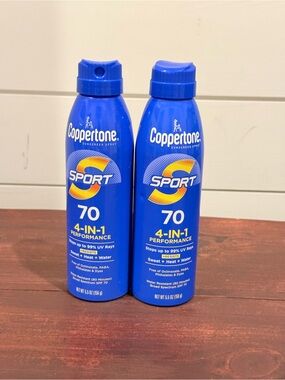 (2) Coppertone Sport SPF 70 Sunscreen Spray - Blue can